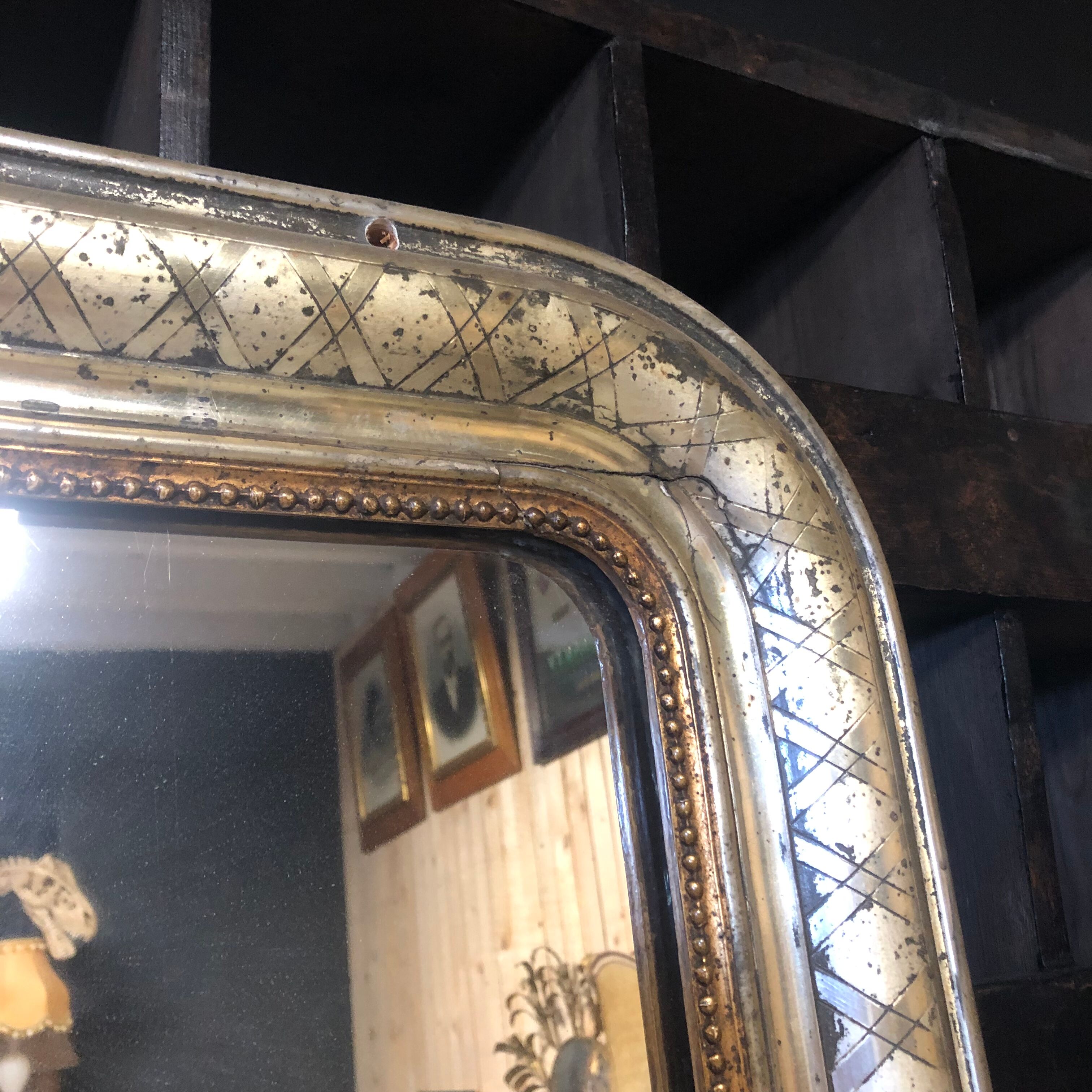 Gilded Louis Philippe mirror with decoration 120x77
