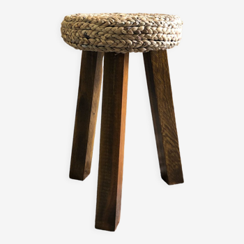 Tripod stool made of wood and water hyacinth