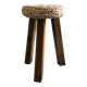 Tabouret tripode en bois et jacinthe d’eau