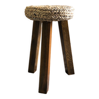 Tripod stool made of wood and water hyacinth