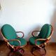 Paire de fauteuils pivotants en rotin 1970