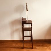 English barbier at the end of the 19th century. Mahogany and brass. Normal and magnifying mirror