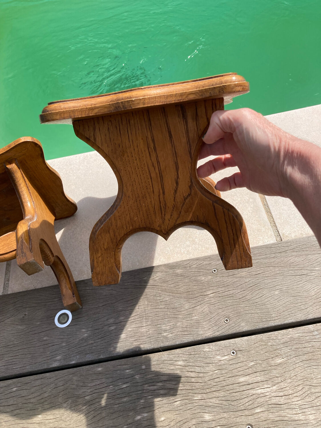 Set of 2 stools carved oak very sturdy top quality
