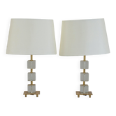 Paire de lampes de bureau en verre et laiton de Malmo Metallvarufabrik, Suède, 1960