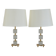 Pair of glass and brass desk lamps by Malmo Metallvarufabrik, Sweden, 1960.