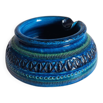 Bitossi Large Ashtray by Aldo Londi, Rimini Blu Ceramic, Italy, 1960s