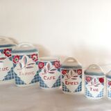 Series of 6 Sarreguemines spice jars