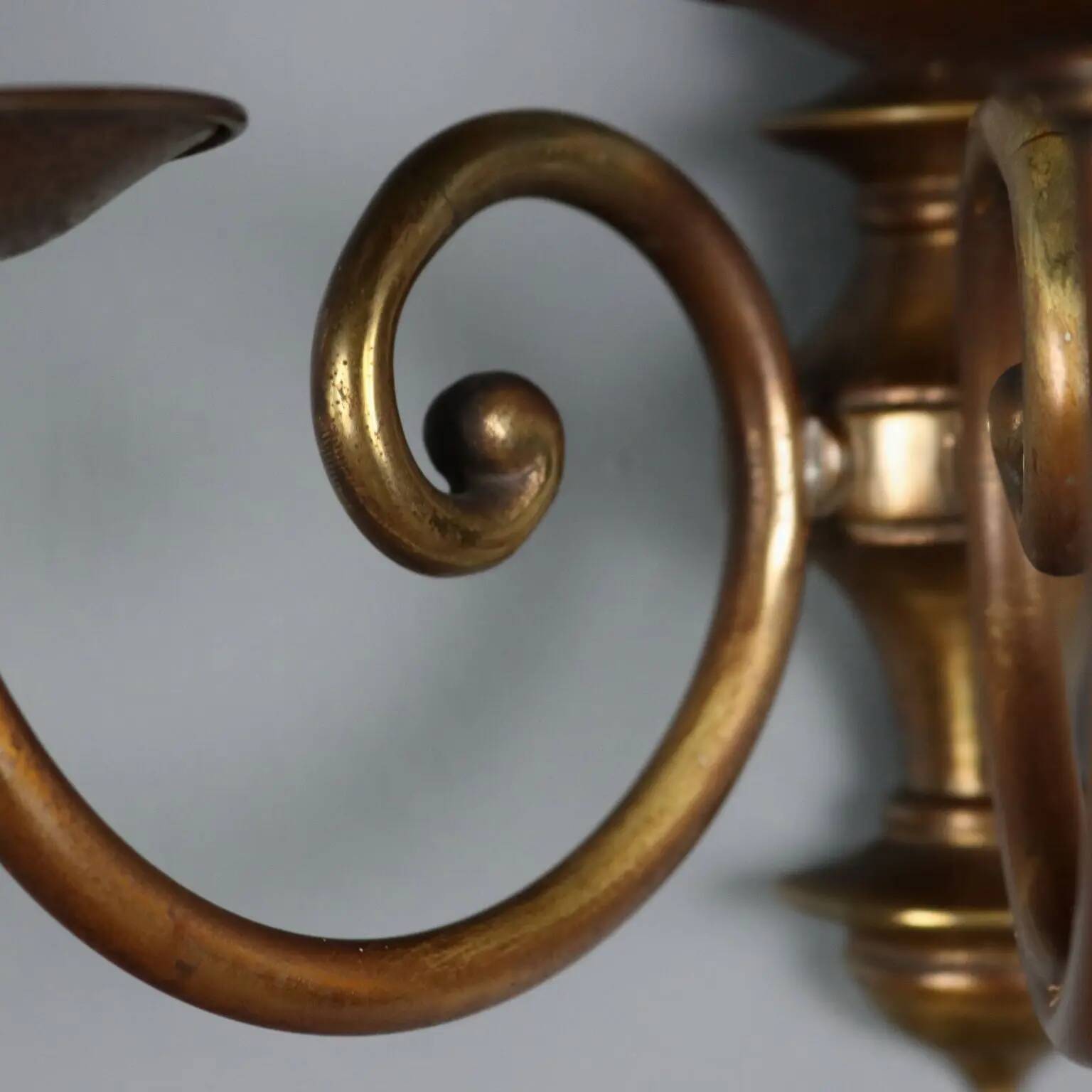 Antique wall sconces in gilded bronze, 3 lights, Italy, 20th century.