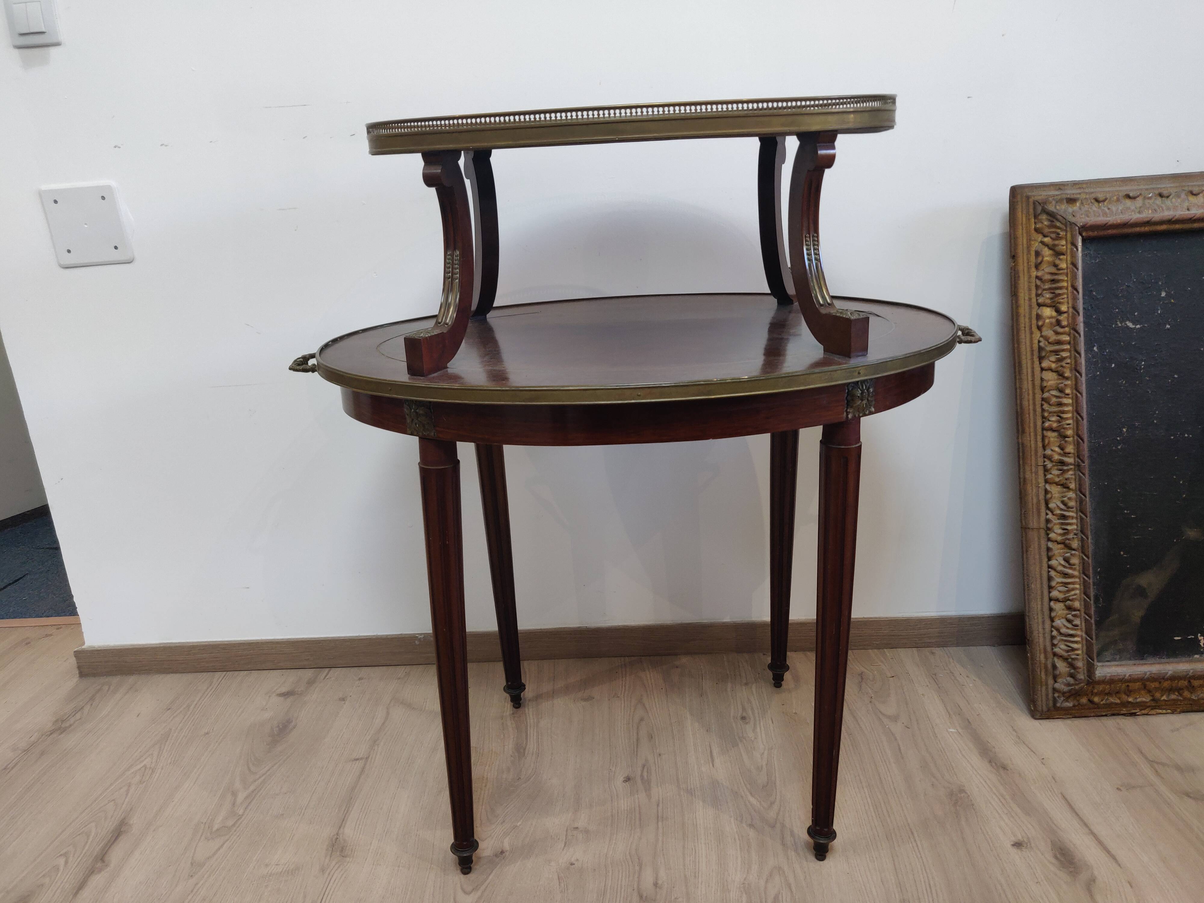 Tea table style louis xvi wood and bronze