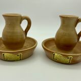 Paire de bougeoirs en grès