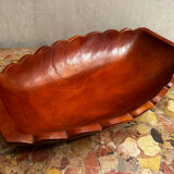 Vintage Red Carved Wooden Bowl / Pocket Dish - 41 / 25 / H 8 cm