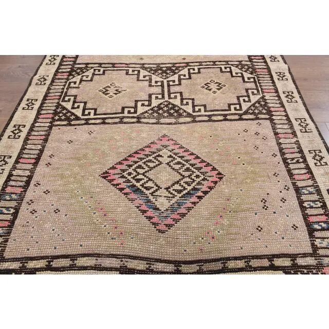 1960s Turkish Hand-Knotted Runner Rug 120x325