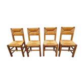 4 chaises paillées années 50