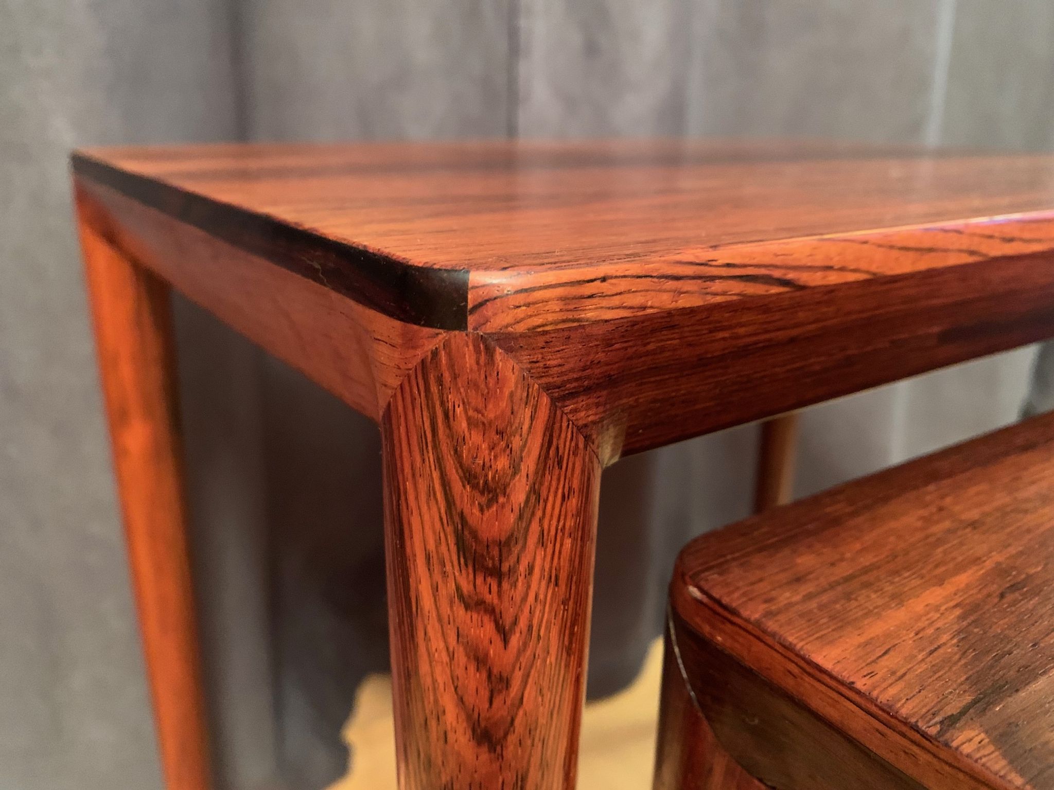 Pair of rosewood tables 64 B, designed by Erik Riisager Hansen, Haslev Møbelsnedkeri, Denmark, 196
