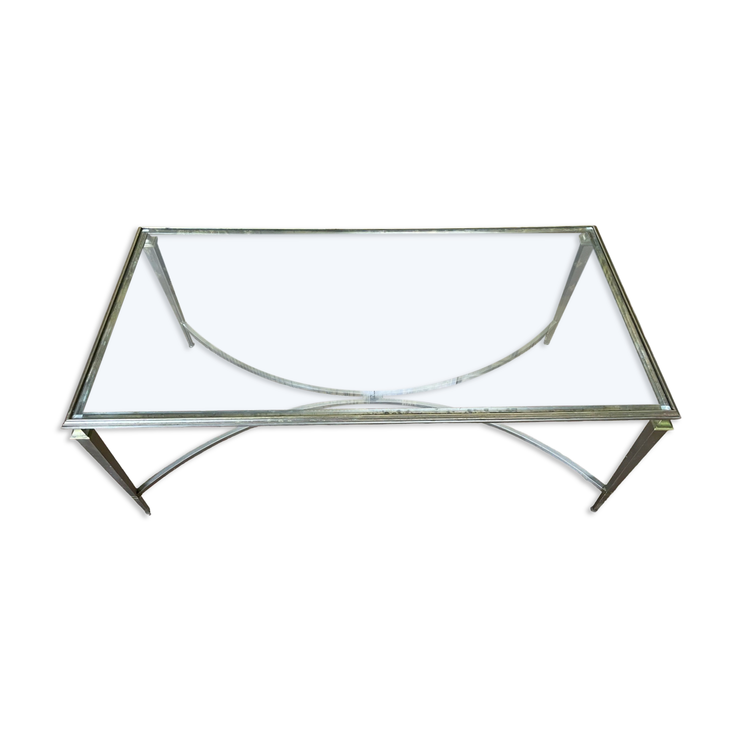 Neoclassical brass and glass coffee table