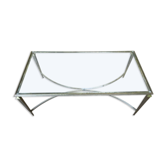 Neoclassical brass and glass coffee table
