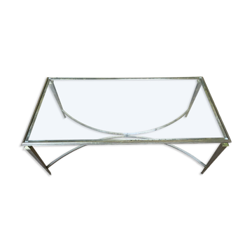 Table basse néoclassique laiton et verre