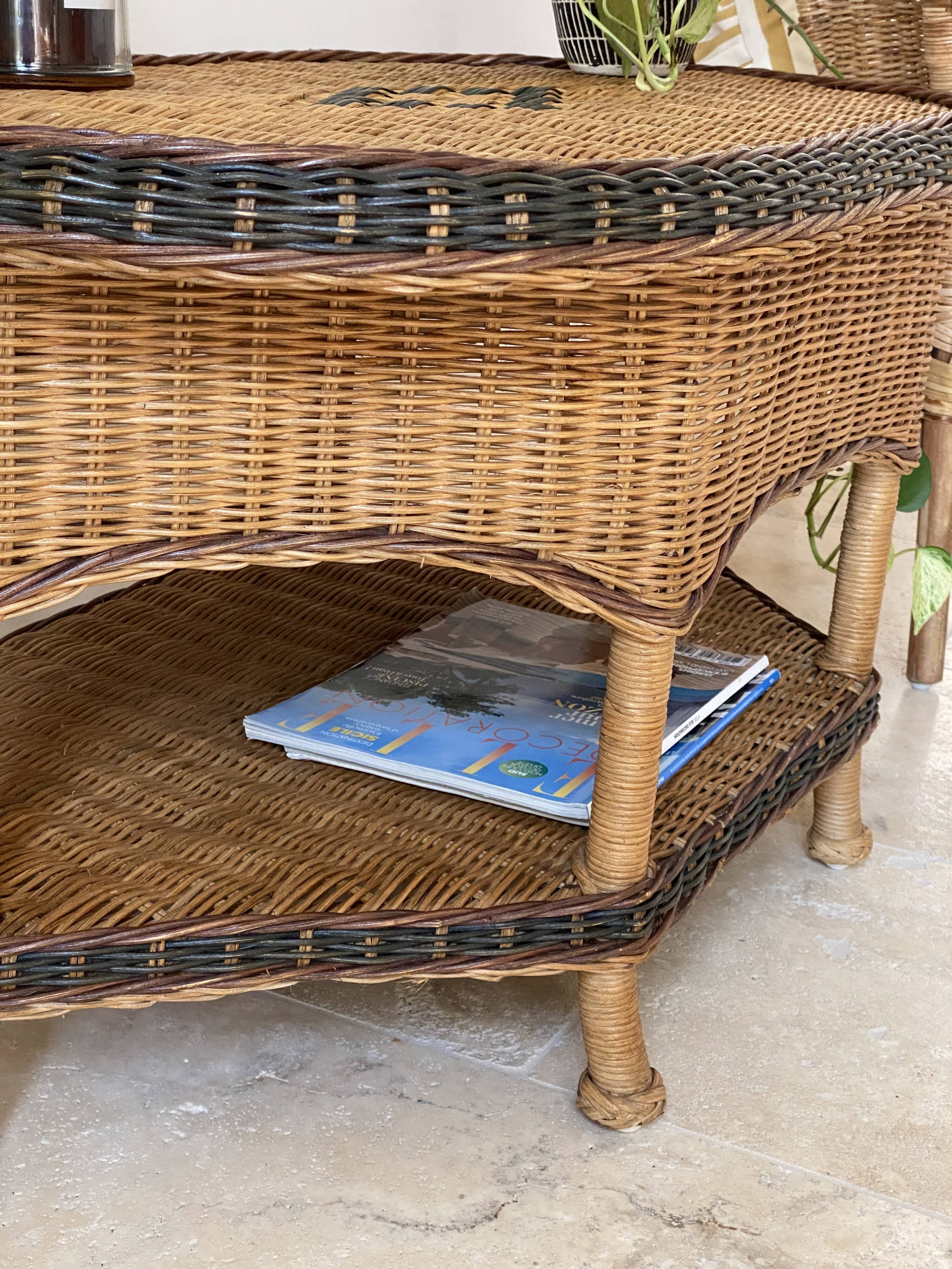 Vintage rattan coffee table – 1970s Riviera spirit