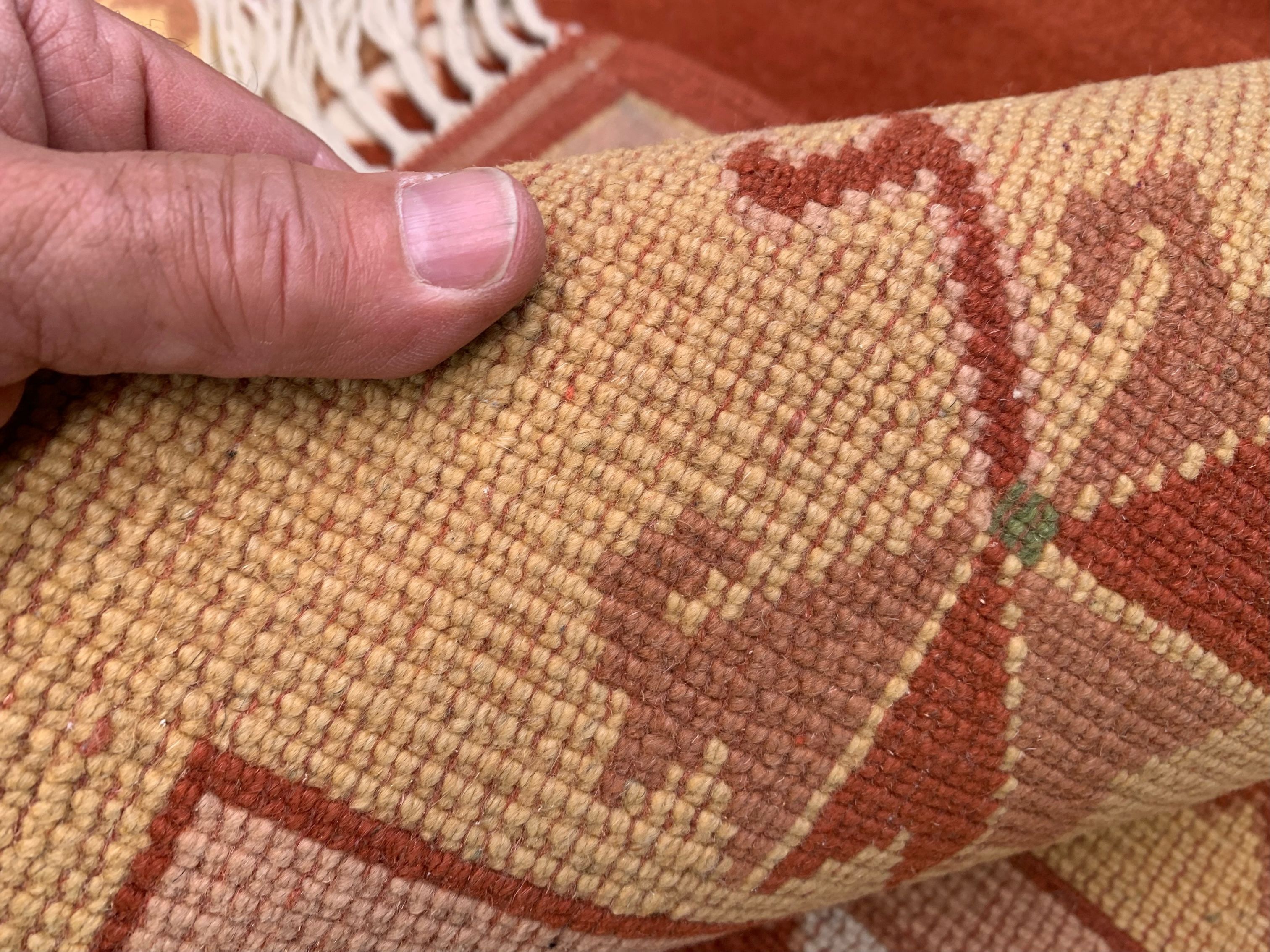 Old Turkish Milas Rug 200x142 cm vintage carpet Ushak Region Beige Rust Medium