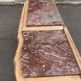 Renovated vintage art deco Parisian sideboard in solid wood and pink marble 160cm