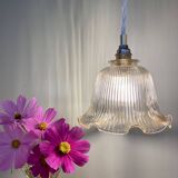 Vintage tulip pendant light in amber glass