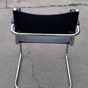 Set of 4 bauhaus cantilever chairs black leather and chrome design 80's