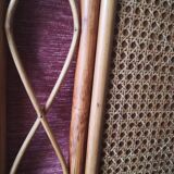 Wardrobe in rattan, caning and velvet