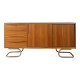 1950s sideboard, partly solid, walnut veneer, Bauhaus design, attributed to Franz Ehrlich