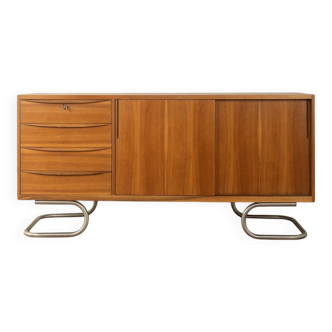 1950s sideboard, partly solid, walnut veneer, Bauhaus design, attributed to Franz Ehrlich