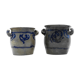 Paire de pots en grès gris et bleu marine