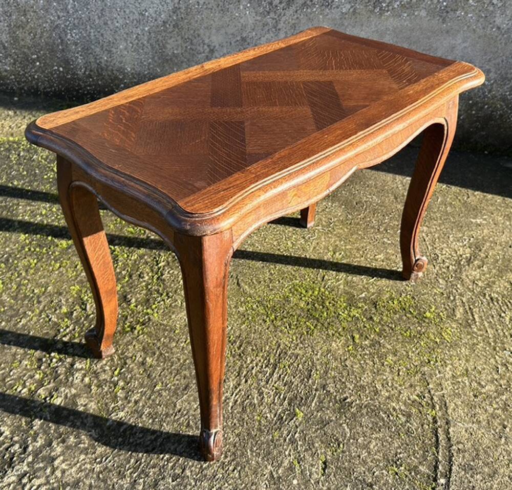 Small coffee or side table, oak, marquetry, Louis XV style, vintage