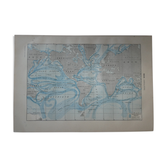 Map of marine currents (global ocean current) from 1905