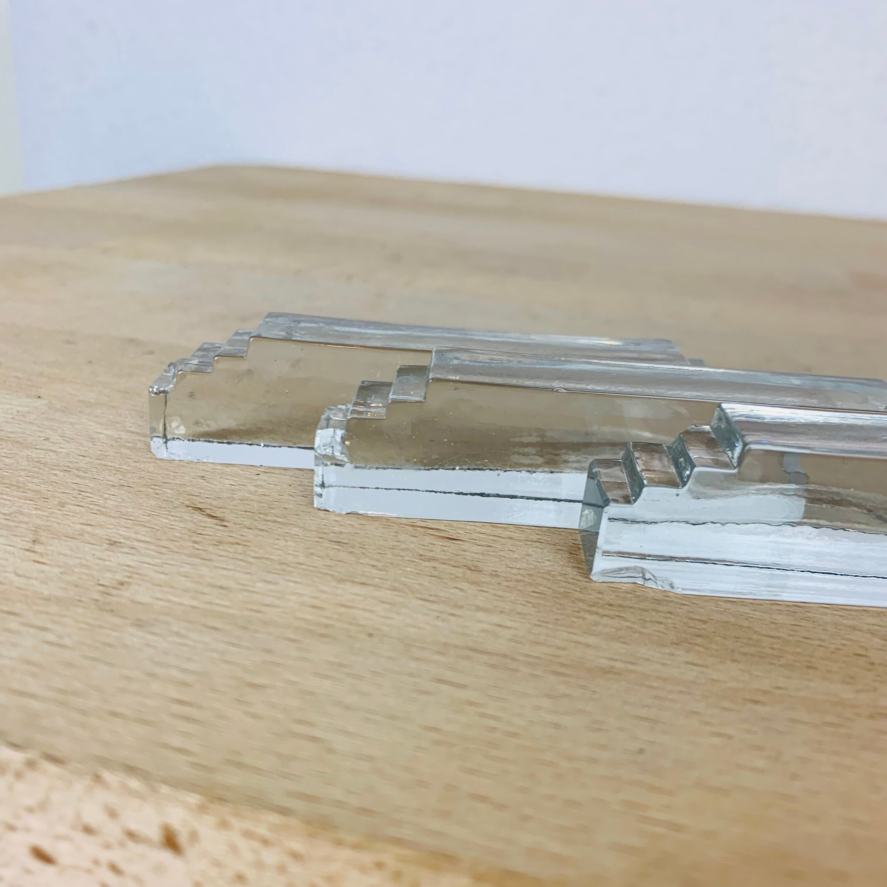 11 art deco glass knife holders and salt shaker