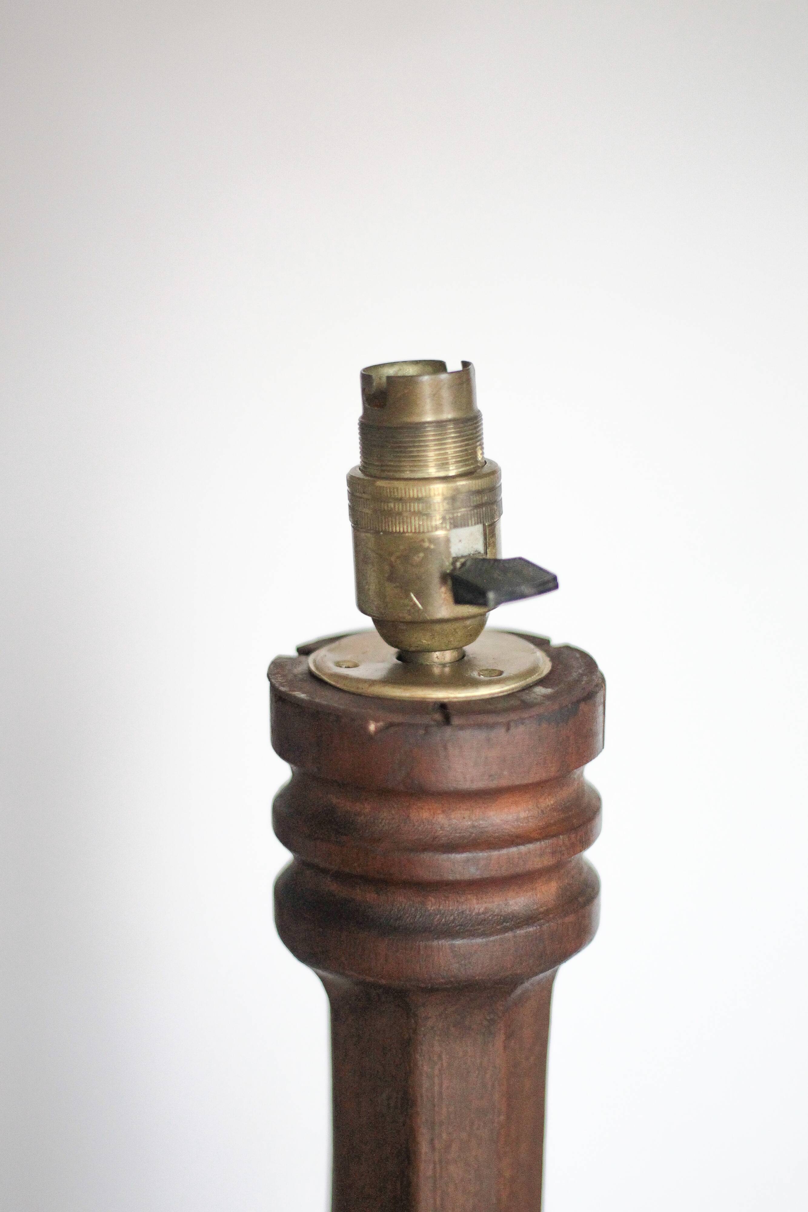 Vintage wooden floor lamp, reading table, carved wooden table, reading light