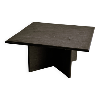 Massive Solid Square Slate Coffee Table, 1970s. France