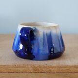Service of 4 blue ceramic cups and saucers from the 1950s