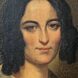 Ancien tableau portrait peinture à l’huile vers 1840