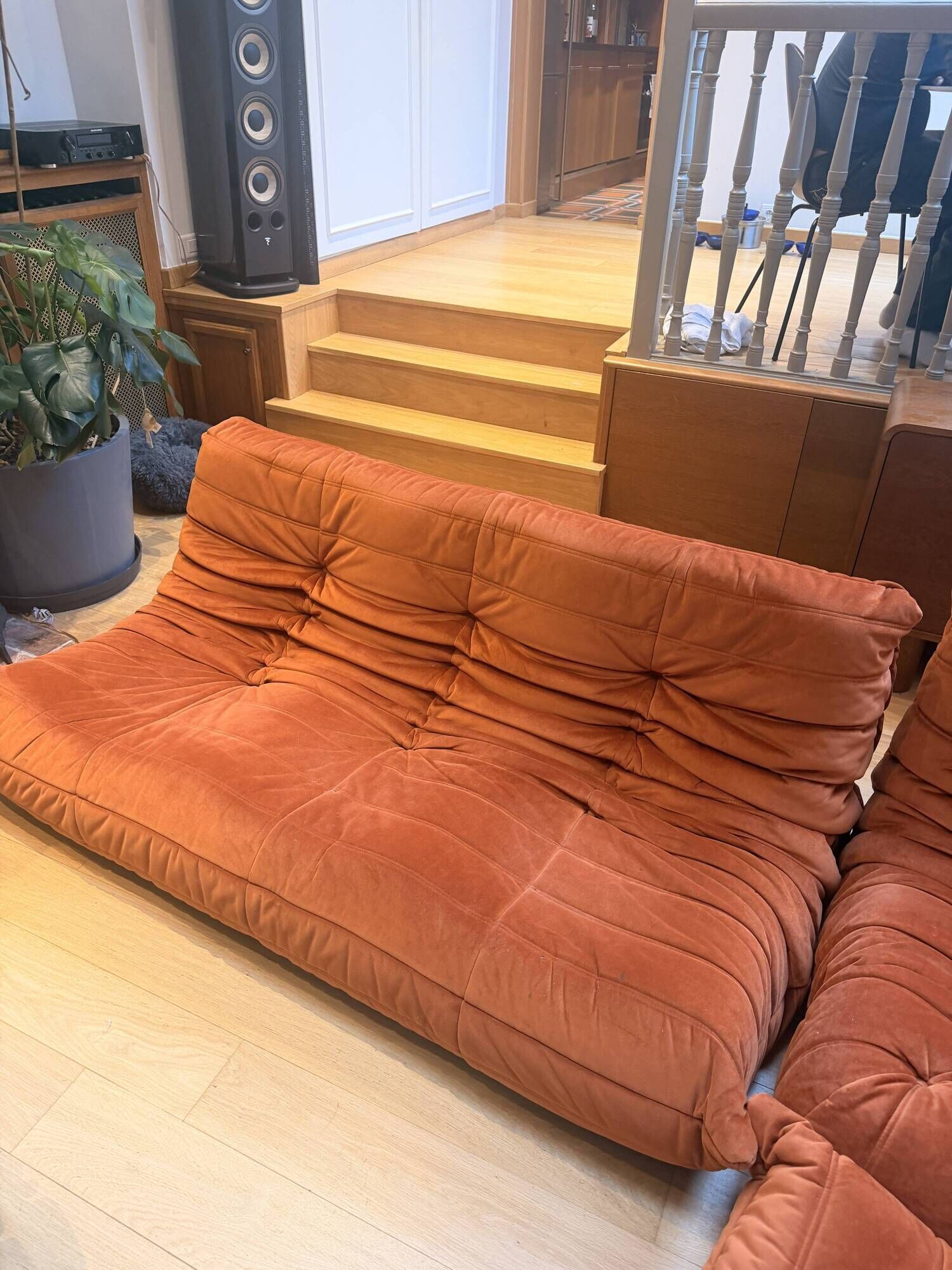 Togo set by Michel Ducaroy for Ligne Roset – 4 pieces in orange velvet.