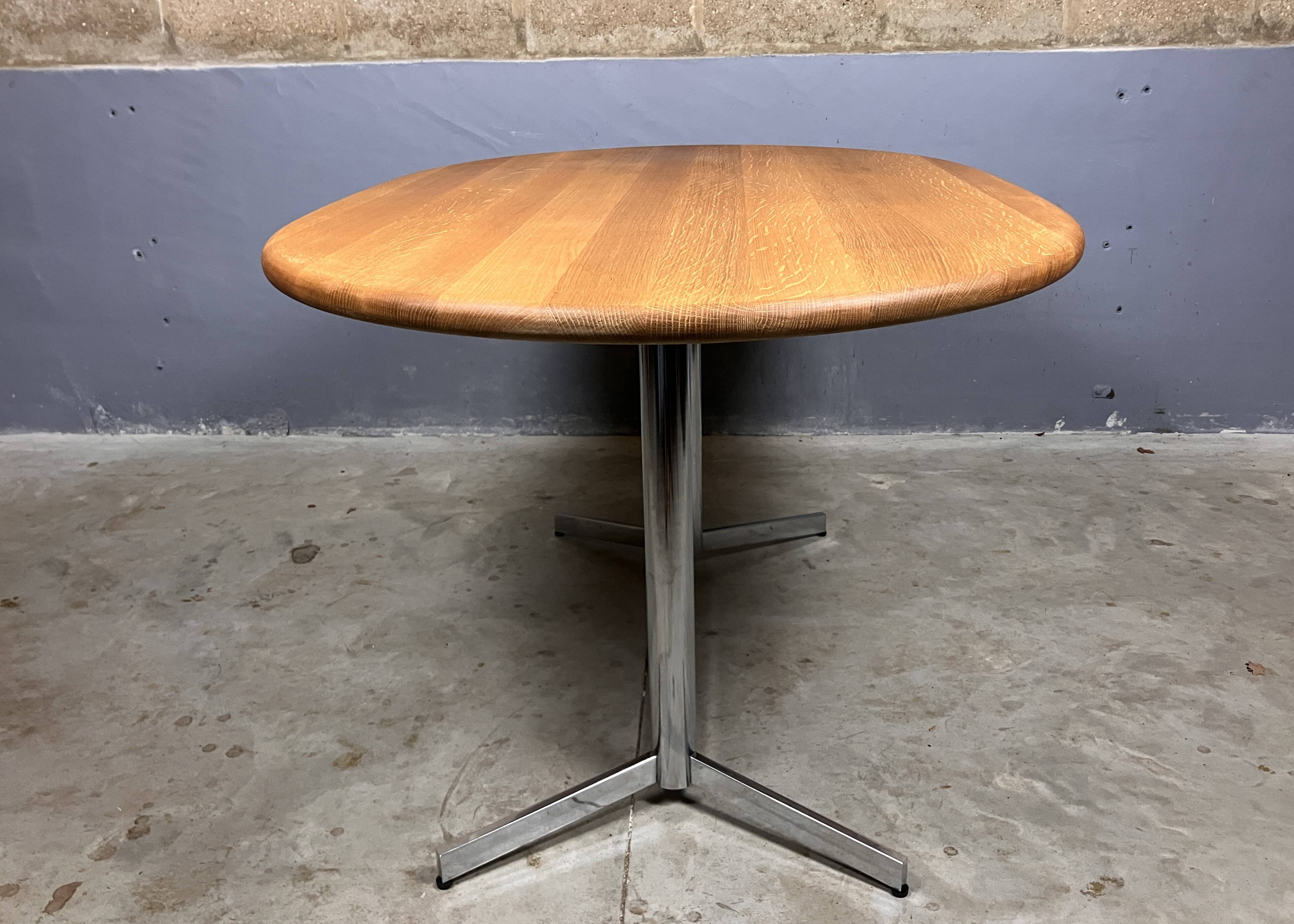 Vintage Dining Table Oval Chrome Solid Oak