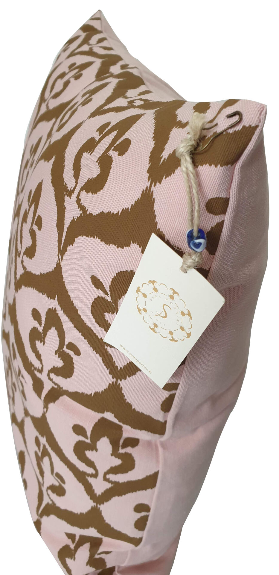 Ottoman cushion cover style pink ikat, olive - 50 x 50