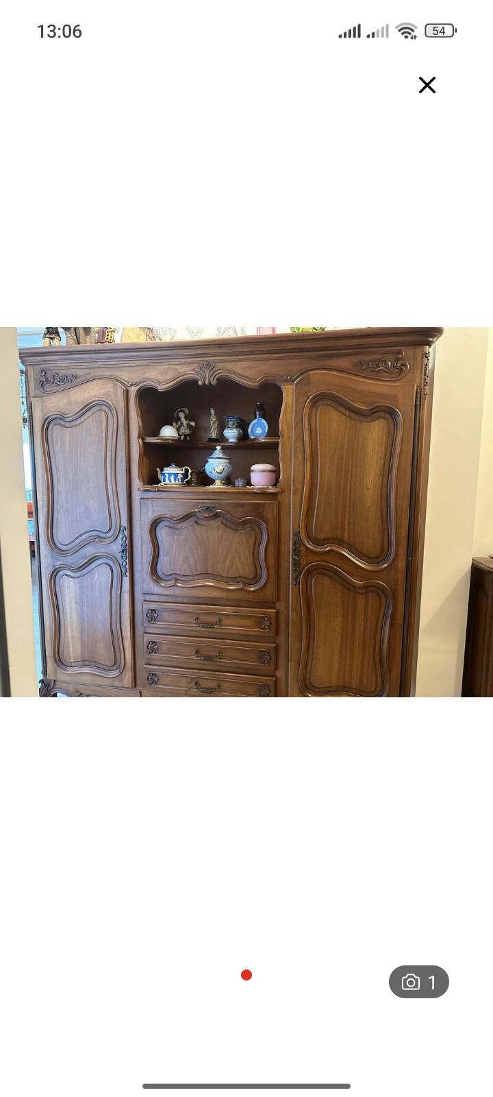 Large walnut bookcase.