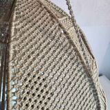 Turned wood lamp and macramé lampshade