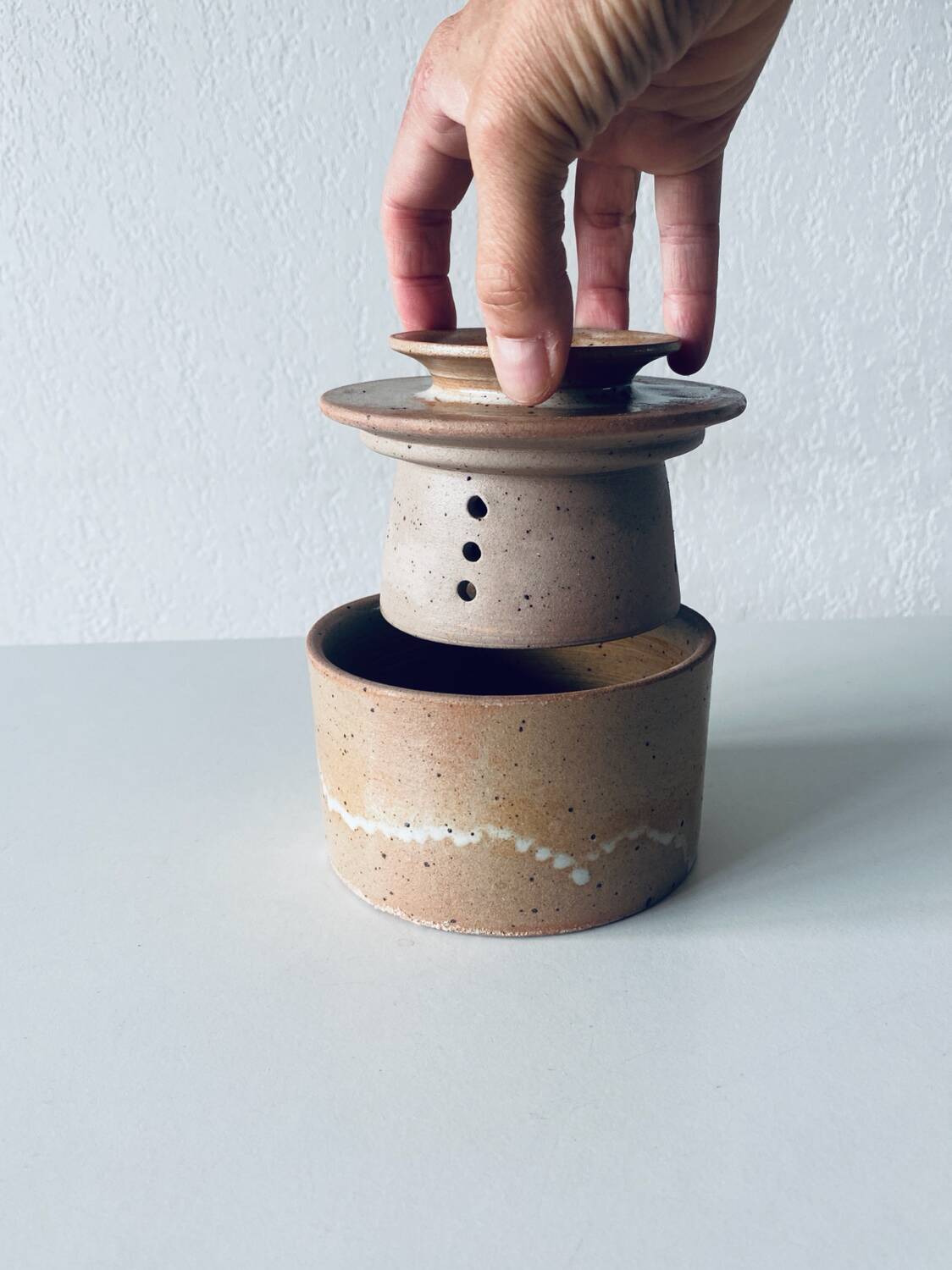 Water butter dish or Breton stoneware butter dish