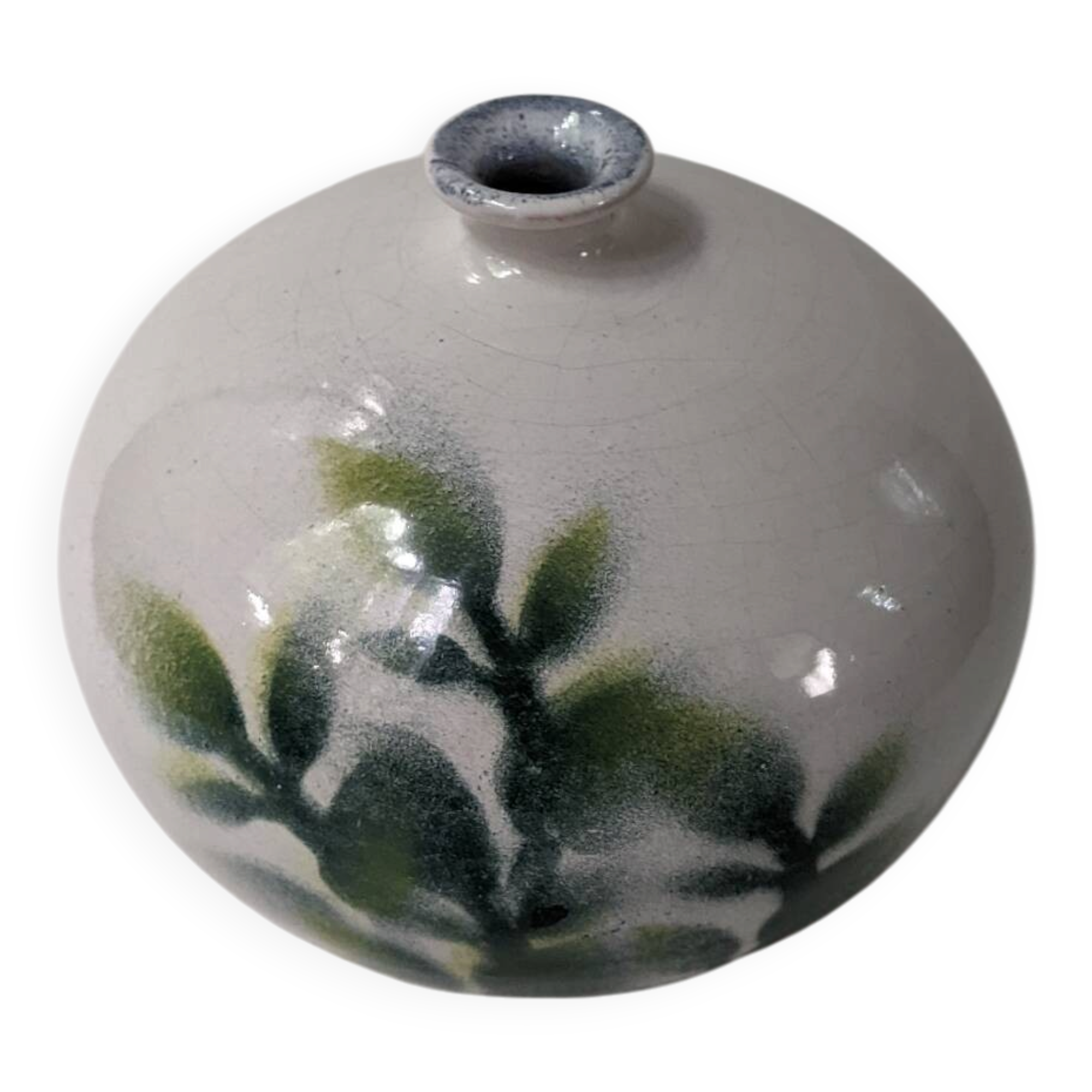 Vase soliflore artisanal décor floral peint à la main