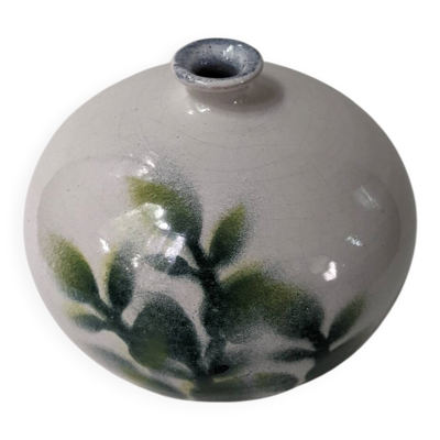 Vase soliflore artisanal décor floral peint à la main
