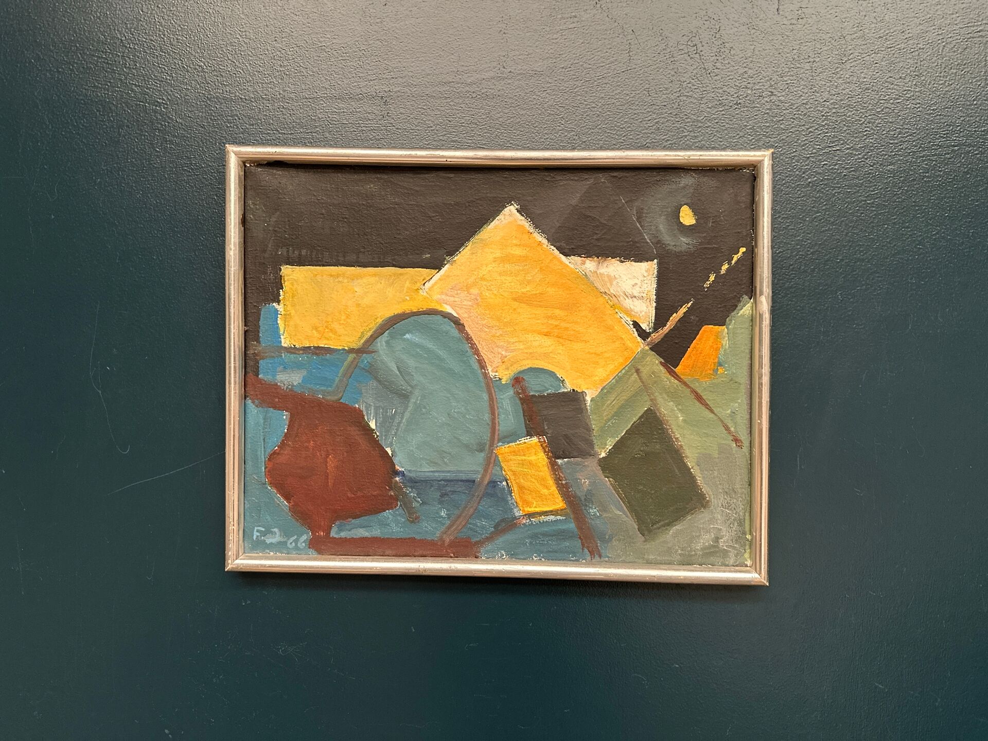 Swedish Oil on Canvas – “Abstract Composition” – Dated 1966 – Vintage