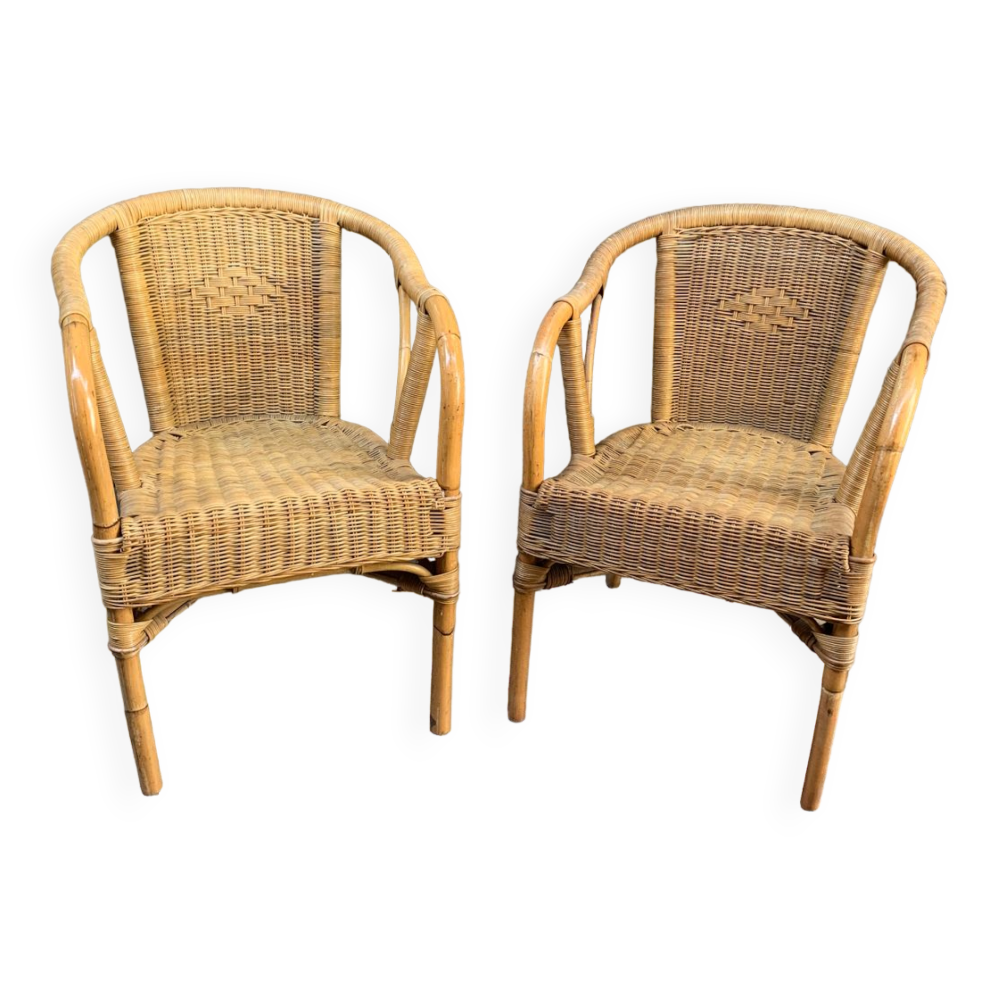 Paire de fauteuils en rotin années 80’