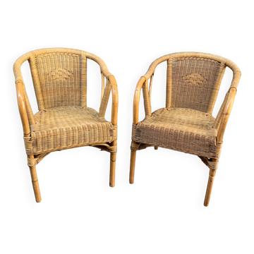 Paire de fauteuils en rotin années 80’