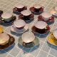Rare service moka/café 13 cups iridescent porcelain Sarreguemines 19th century