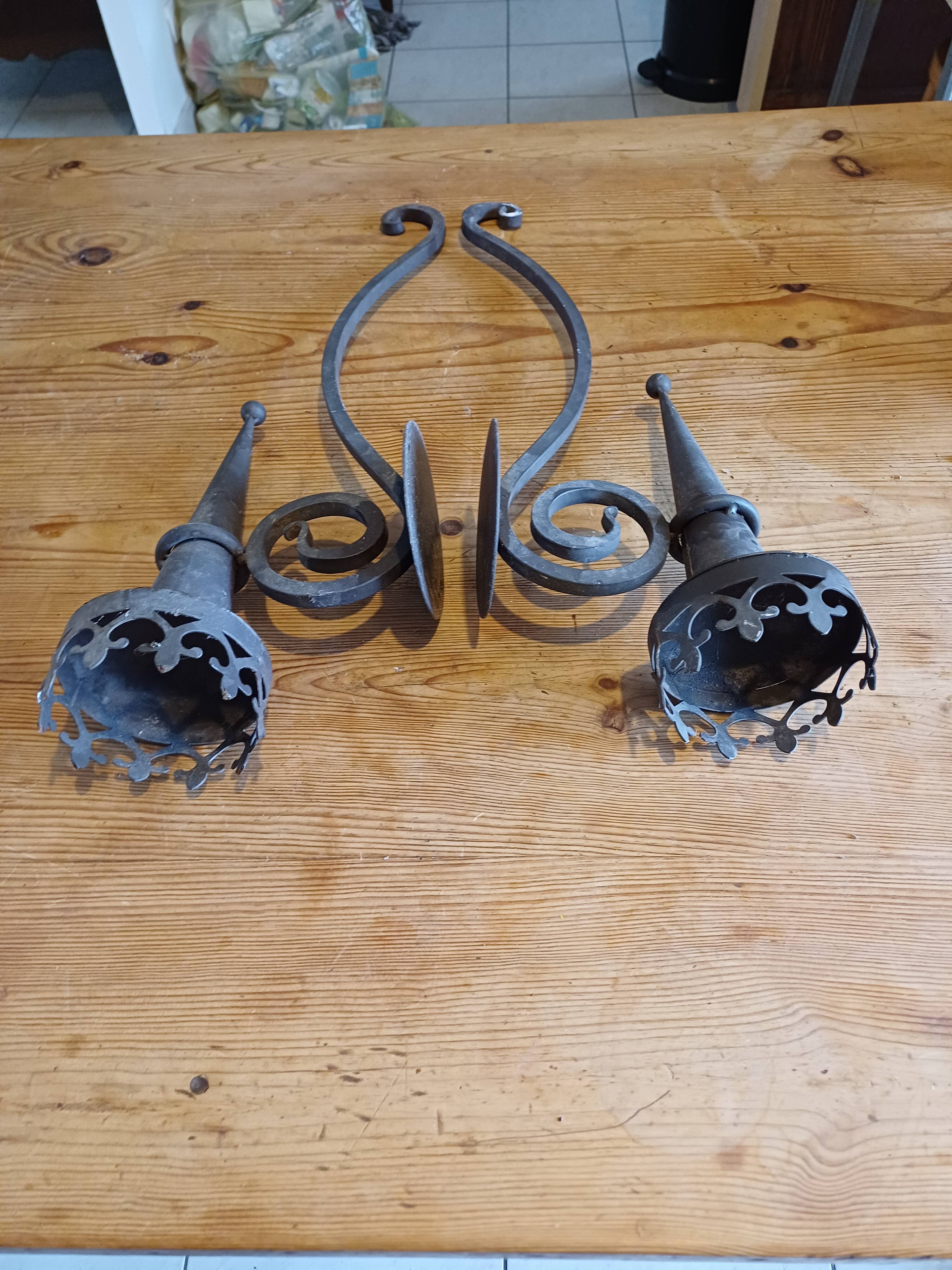 Pair of Wrought Iron Wall Lights